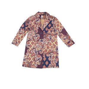 Chicos Coat Womens Size 8 10 Multicolor Paisley Print Button Front Jacket